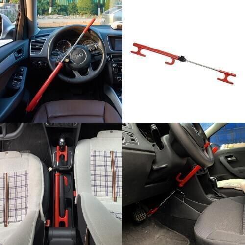 3 Way Van Truck Car Steering Wheel Lock Brake Foot Pedal Handbrake Clamp Universal