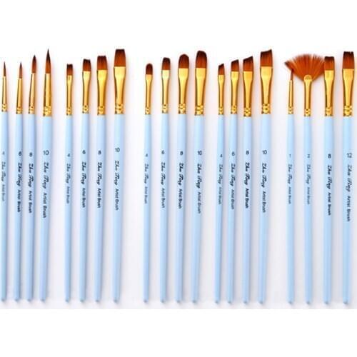 4Pcs/Set Multi-function Artist Paint Brush Matte Blue Wooden Handle Oil Painting Brushes Drawing Art Supplies Nylon Hair