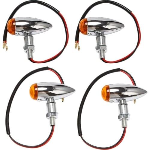 4Pcs/Set Chrome Motorcycle-Bullet Turn Signal Indicator Light Lamp Universal for Honda/Yamaha/Suzuki/Kawasaki