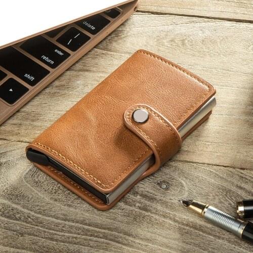5 Colors Multifunction Thin Leather Credit Card Case Double Box Wallets Business Money Clip Cash Pocket Holders