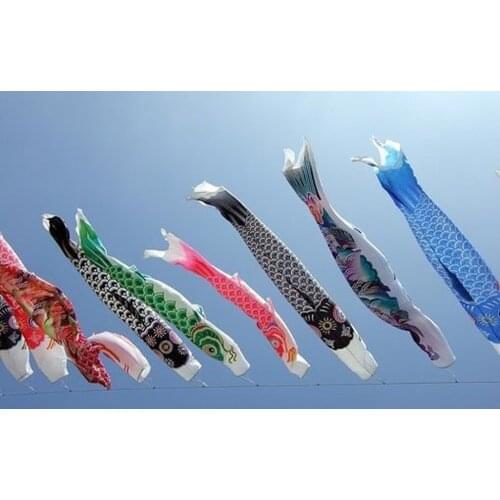 5pcs 55cm Japanese Carp Koinobori Windsock Banner Flag Fish Kite Wind Streamer Celebration Decoration -- 5 Color SET