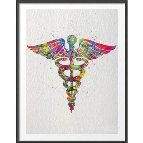 5D Diy Diamond Painting Original Medicine Symbol Caduceus watercolor Diamond Embroidery sale Mosaic Rhinestone paitning JS4644