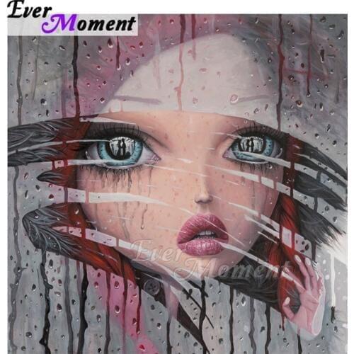 Ever Moment Diamond Painting Handmade Full Square Drill Red Hair Girl Glass 5D DIY Hobby Artwork Diamond Embroidery ASF1730