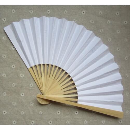 Free Shipping 200 pcs/lot 23 cm White color Paper Hand Fan Wedding Party Decoration Promotion Favor #RGZ38