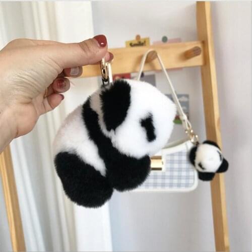 Cute Pluff Panda Keychain Key Pendant Lovely Panda Bear Animal Women Girls Bag Charm Car Keyring Kids Gift