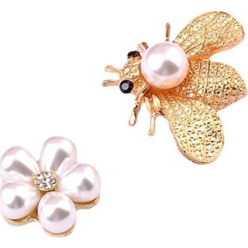 Insect Series Brooch Delicate Bee Magnet Brooch Pearl Rhinestone Flower No Hole Pins Jewelry Gifts For Girl Scarf Buckle Brooch