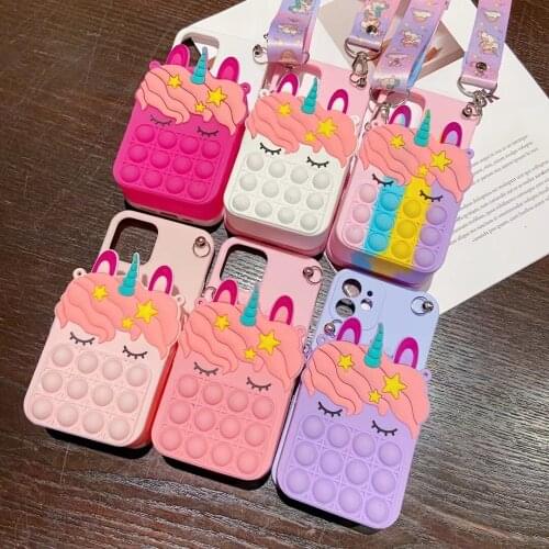 For Samsung Galaxy S6 S7 Edge S8 S9 S10 S20 S21 Ultra FE Note 8 9 10 lite 20 Plus Unicorn Push Pop Wallet Bag Case