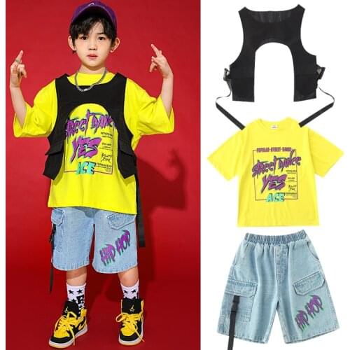 Childrens Hip Hop Dance Costumes Summer Street Hiphop Performance Clothes Girls Boys Jazz Drum Stage Clothes Rave Wear BL5846