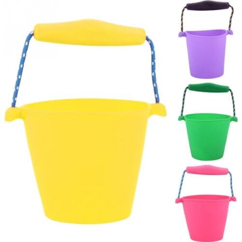 Baby Shower Bath Beach Bucket Fordable Silicone Water Bucket Children Sand Dabbling Pour Water Toy Folding Handle Barrel Toy