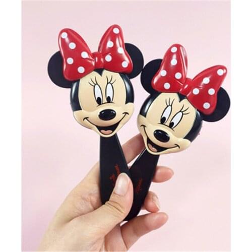 Disney Mickey Minnie New Baby Cute Air Cushion Comb With Mirror Folding Cartoon Girl Comb Anti-Static Massage Comb Girl Gift