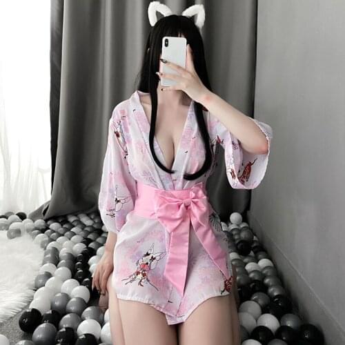 Robes for Women Fairy Anime Style Cosplay Bathrobe Sexy Lingerie Dress Cartoon Japanese Kawaii Kimono Lolita Sleepwear Nightgown
