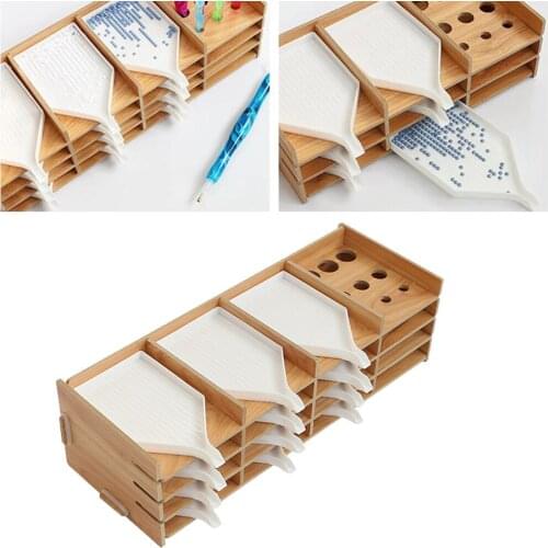 Diamond Painting Tool Tray Point Drill Pen Wood Organizer Holder Detachable Diamond embroidery Accessories