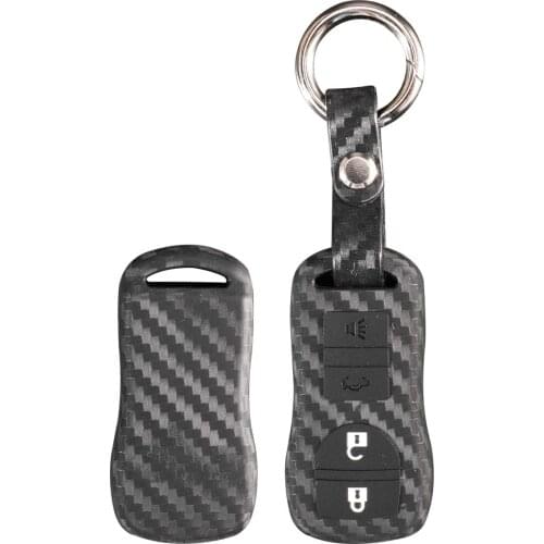 Bilchave For Nissan Bluebird Cube Rogue Juke March Sunny Carbon Fiber Silicone Remote Key Case Fob Car-Styling Holde