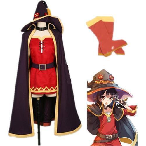 Kono Subarashii Sekai ni Shukufuku o! Cosplay Costumes Megumin Dresses Cloak Uniform Synthetic Wigs Hair For Women Girls Clothes
