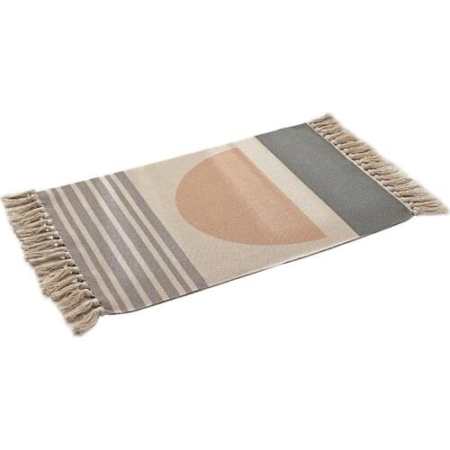 Cilected Nordic Cotton Carpet For Living Room Bedroom Retro Rug Floor Mat Tassel Woven Carpets Sofa Home Decorative Tapestry