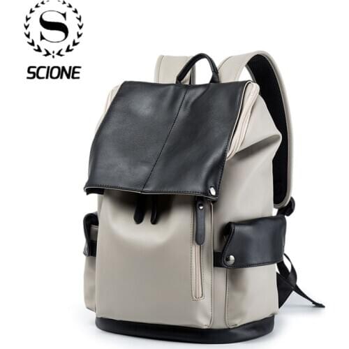 Scione Leather Man Backpack Brand Travel Luggage Bag Business Laptop School Bags for Teenager Boys Mochila Casual Large Backpack