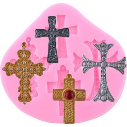 Cross Silicone Molds Christmas Cupcake Topper Fondant Cake Decorating Tools Jewelry Polymer Clay Candy Chocolate Gumpaste Moulds