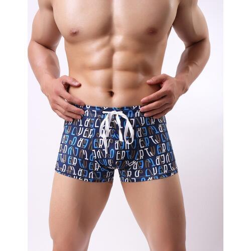 Men Sexy Swimwear Swim Trunks Breathable Boxer Brief Bathing Suit homens maillot de bain