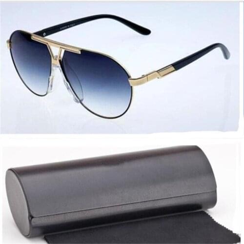 Men and women big face sunglasses Fashion luxury Metal sunscreen glasses Matching black leather box