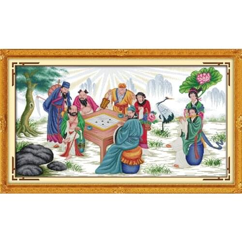 The Eight Immortals cross stitch kit people 18ct 14ct 11ct count print canvas stitches embroidery DIY handmade needlework