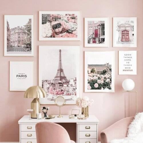 Paris Towel Rose Flower City Palace Wall Art Canvas Painting Nordic Posters And Prints Wall Pictures For Living Room Salon Decor