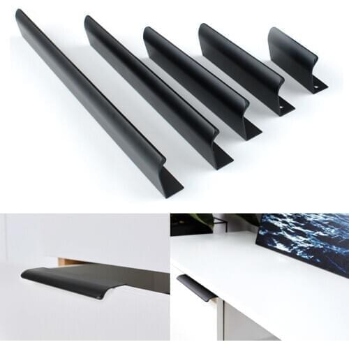 Woodworking No Drilling Invisible Door Handle Home Cupboard Pull Bedroom Kitchen Drawer Handles Aluminium Alloy Chromed Handles