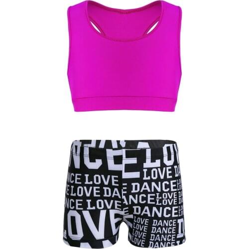 Toddler Girls Clothes Gymnastics Leotard Outfits Yoga Running Ballet Dancewear Sets Crop Tank Top + Letters Printed Pants Sets