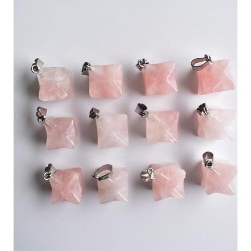 Wholesale 12pcs/lot 2020 new fashion natural stone pink Melkaba Hexagram Pendants charm for jewelry making free shipping