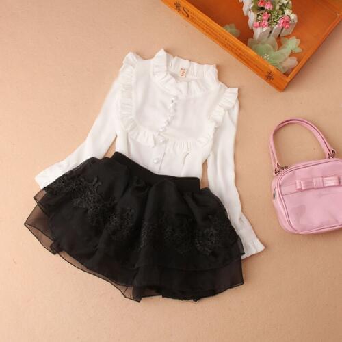 2019 Autumn Kids Clothes Children Clothing School Girl Blouse Single-breasted Chiffon Child Shirt Girls Clothes Blusas Age 2-16Y