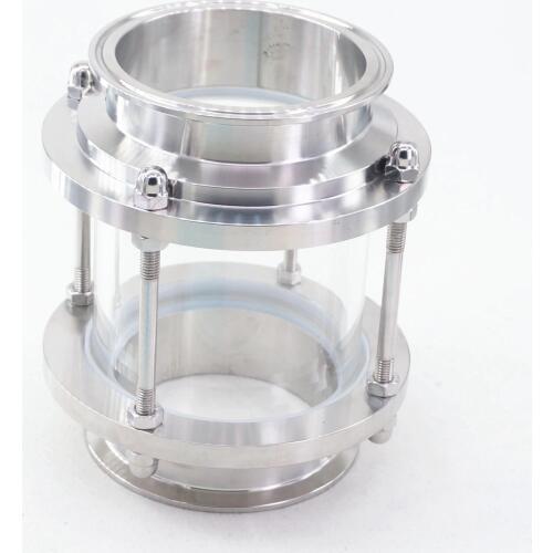 Fit 102mm Pipe OD 4" Tri Clamp SS304 Sanitary Flow Sight Glass Dipoter Homebrew
