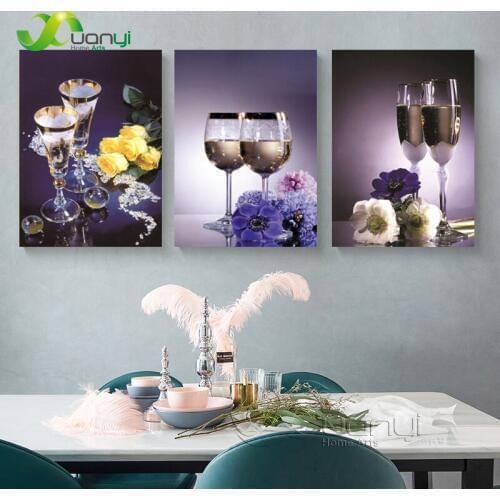 Poster One Piece Purple Flower Wine Glasses Canvas Painting Wall Art Picture For Living Room Poster And Print Cool Home Decor