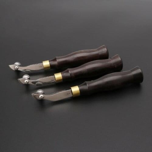 Adjustable Stainless Steel Creaser Press Sideline Edge Ebony Handle Leather Craft Tool DIY 0.5/1.2/1.5mm F17 20 dropship