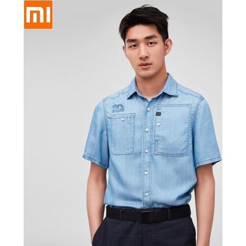 Xiaomi Cottonsmith Men Tencel Short sleeve Shirt 100% Tencel fabric Soft silky Cool and breathable male Summer clothes
