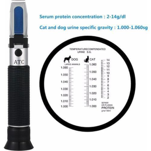Handheld Pet clinical refractometer Dogs and Cats veterinarians 2-14g/dl refractometer ZGRC-300ATC