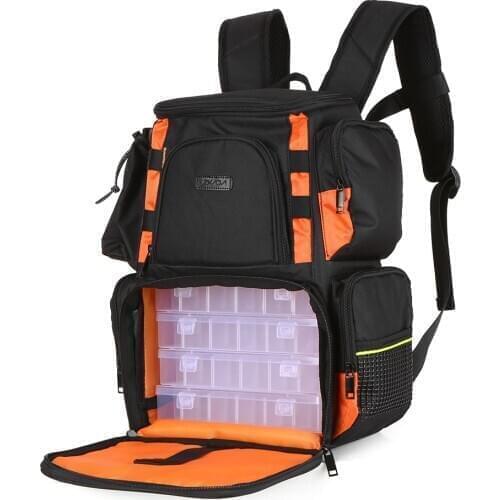 Lixada Fishing Backpack Large Waterproof Fishing Lures Reel Bag Adjustable Straps Fish Tackle Storage Bag +Fishing Tackle Boxes