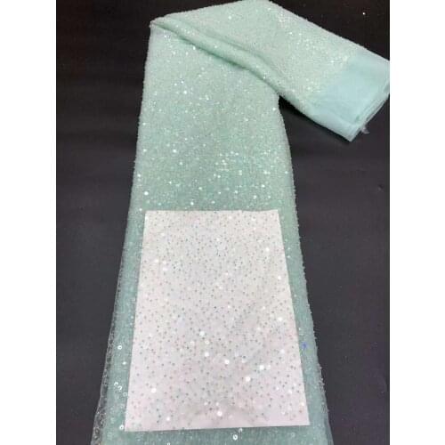 Mesh Lace Fabric Full Sequin Bead Tube Tulle Embroidery Craft Sewing Design DIY Wedding Dress 5 Yards Trimming Wholesale