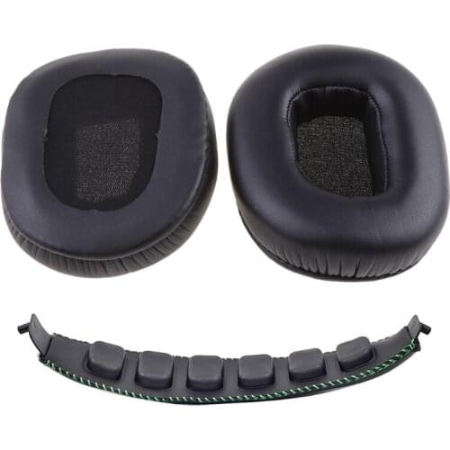 Replacement Leather Ear Pads Soft Foam Ear Cushion Cover and Headband Pad for Razer Tiamat 7.1 Gaming Headset