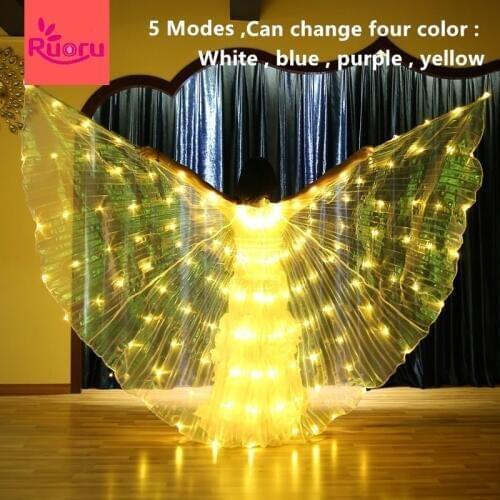 Ruoru 5 modes Belly dance led isis wings change four color Belly dance led wings stage performance props accessories 360 degree