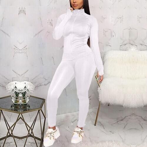 Spring Long Sleeves Women Slim Streched Tracksuit Plus Size 2Pcs Sets