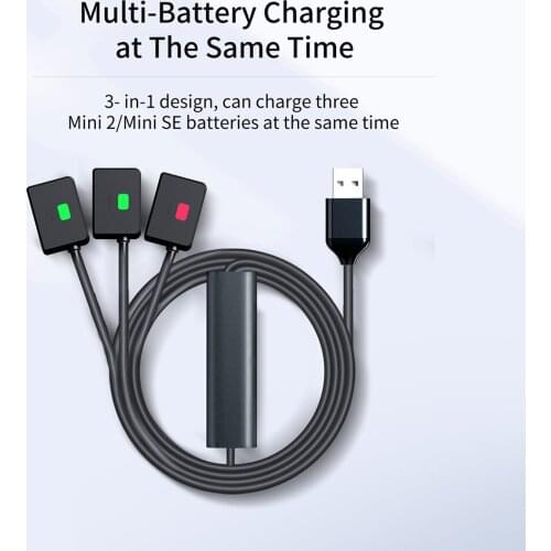 3 in 1 Drone Battery Charging Cable Fast Charger Cord Wire with LED Light for DJI Mavic Mini 2/Mini SE Drone Accessories