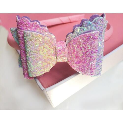 1 Piece Pink Glitter Girls Hair Bows on Headbands Sequins Kids Hairbands Fashion Hair Hoop Headwear School Hair Accessories