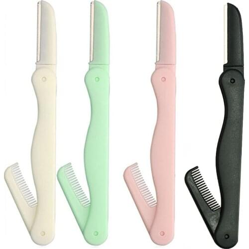 1PC Face Eyebrow Trimmer Brow Shaping Face Razor With Comb Hair Remover Makeup Tool