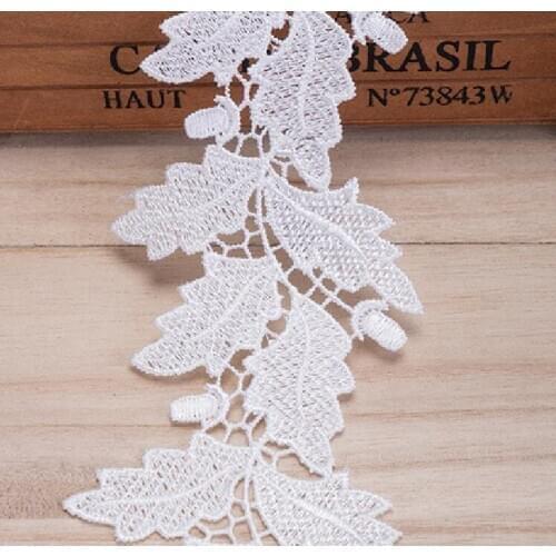 1Yards High Quality Lace Fabric 7cm White Embroidery Lace Fabric Leaf Lace Ribbon Trim For Sewing Collar Trimmings dentelle LP46