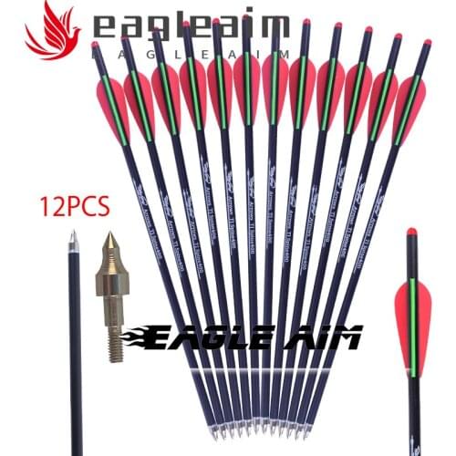 12XOD8.8 Archery Arrows 16 17 18 20 22 Inches Carbon Arrows Crossbows Bolts 3" Feather Archery Hunting TakeDown Bow Plastic Vane