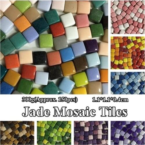 300g(Approx. 150pcs) Jade Mosaic Tiles 1.1*1.1*0.4cm Square Mosaic Stones DIY Mix Color Mosaic Materials for Craft