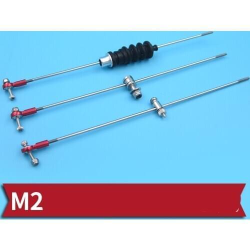 2Sets M2 Linkage Pushrod Kit 120/130/150/200mm Tie Rod+Organ Sleeve+Servo Pullrod Stopper Connector+2mm Ball Joint for RC Boats