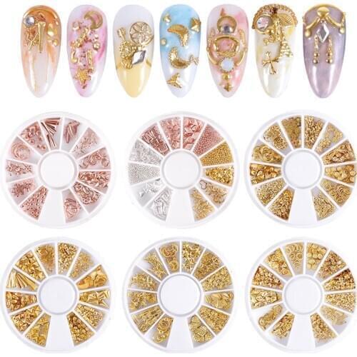 2021 Metal Moon Rivet Stickers for Nail Art Decorations Fashion Hollow Leaf Nails Jewelry Accessories for Manicure Design