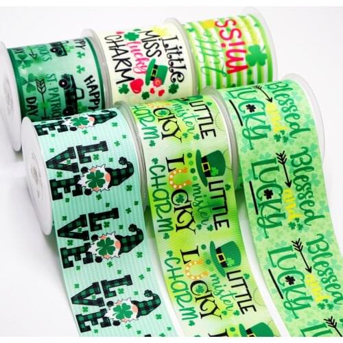 3 inch 75mm 38mm 25mm Saint Patrick Day Characters Printed Grosgrain Ribbons 49637
