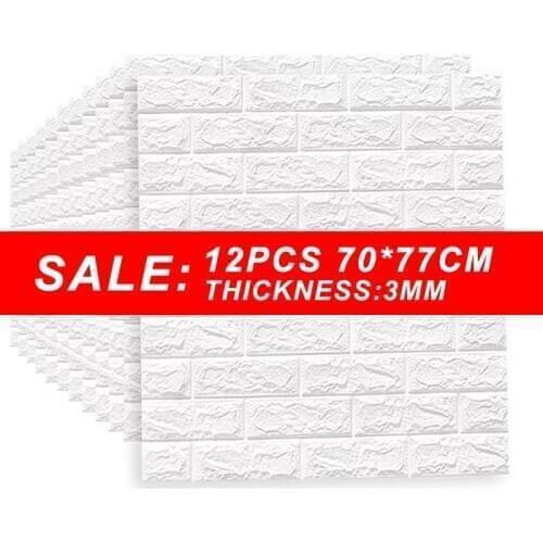 12PCS 3D Brick Wall Sticker Self Adhesive Foam Wallpaper DIY Living Room Brick Stickers Bedroom Kid Room Brick Papers Home Decor