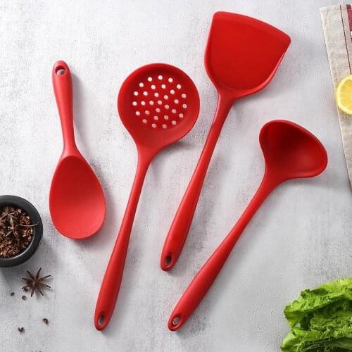 4Pcs Non-Stick Silicone Spatula Simple Solid Color Design Kitchenware Cooking Handle Utensils Cookware Spatula Kitchenware Set